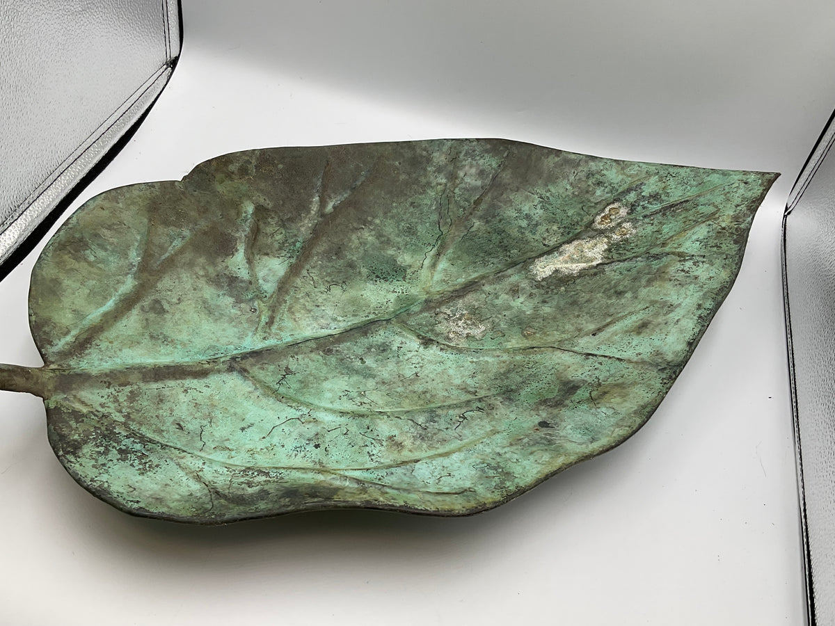 Brass Leaf Vintage Centerpiece Fruit Bowl Tray
