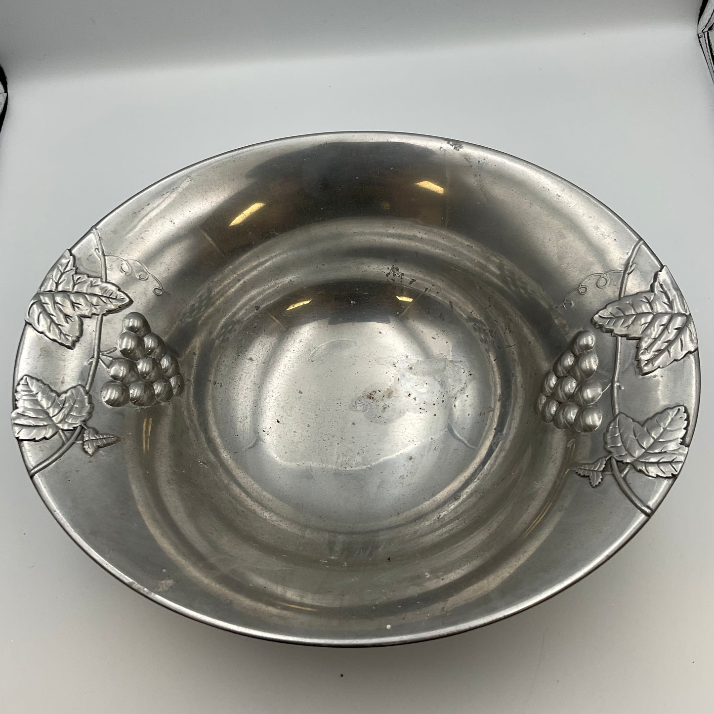 Mikasa Silver Serving Bowl with grapes and leaves