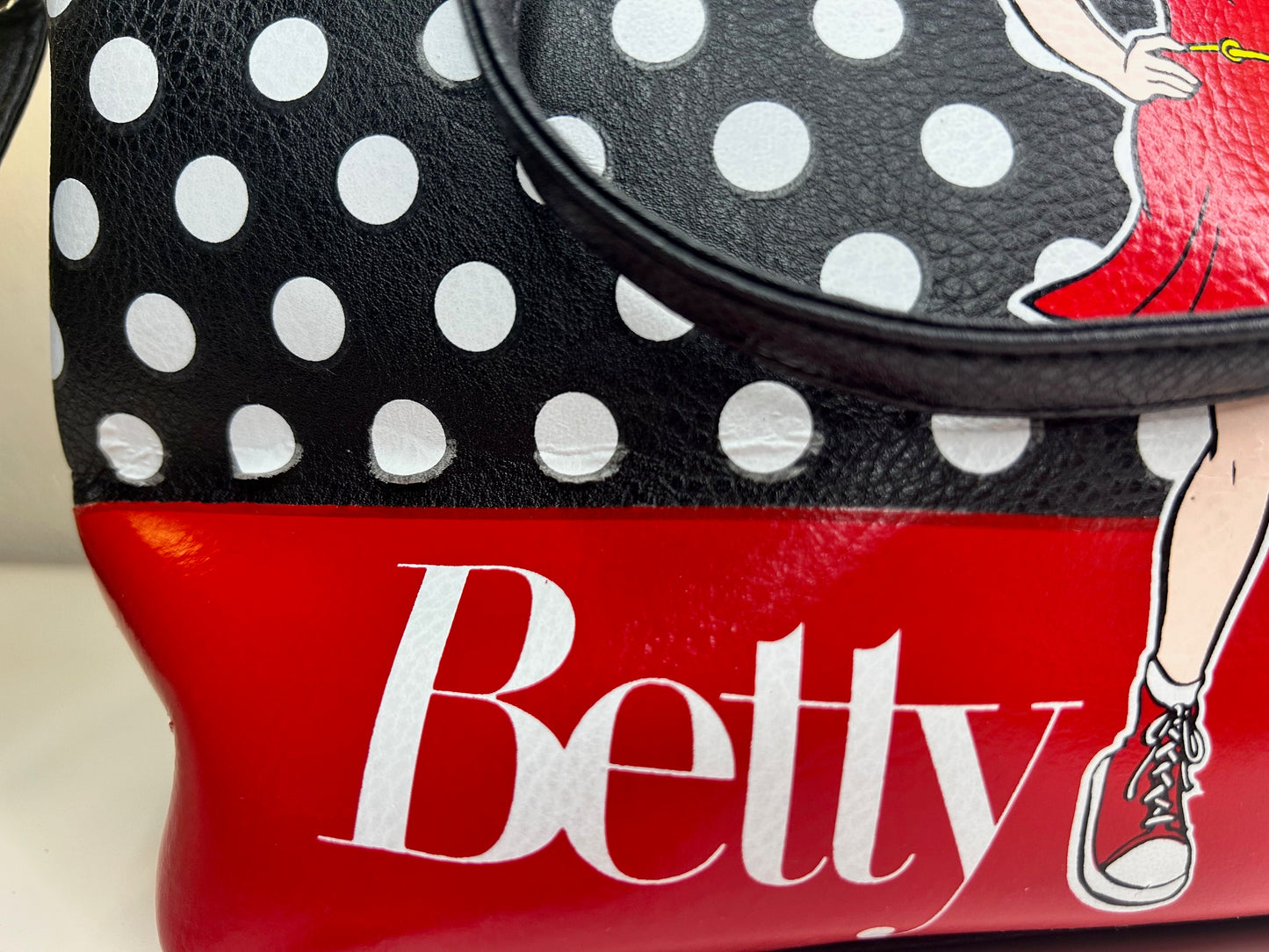 Betty Boop Handbag Black and Red Vegan Leather