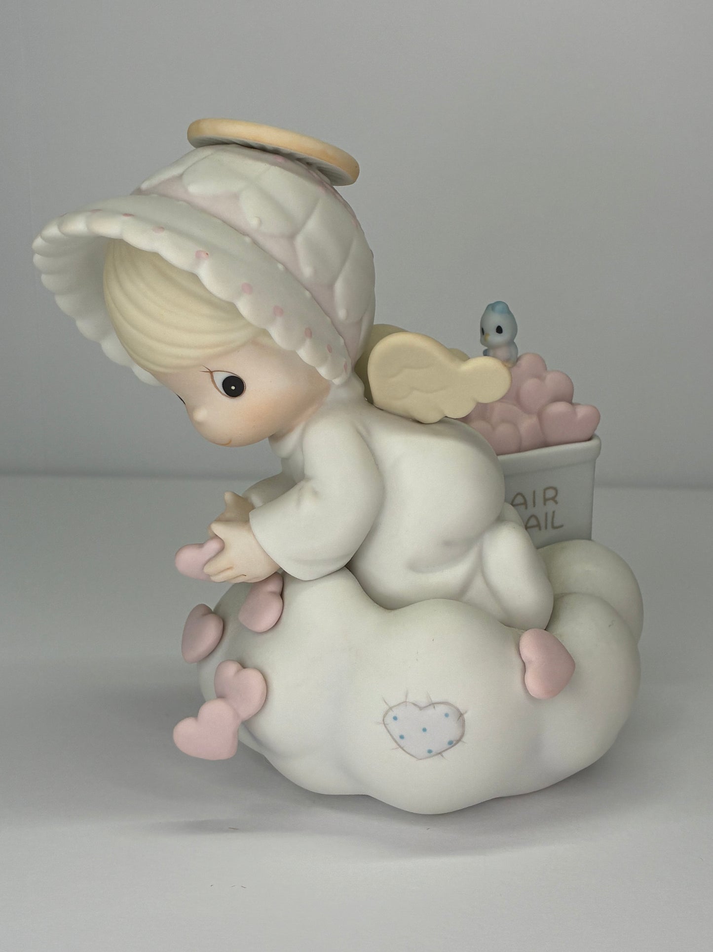 Precious Moments Vintage 1987 Sending You My Love Hand Painted Porcelain Collectible Figurine with Original Box