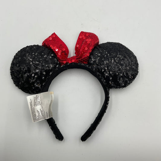 Disney Parks Minnie Mouse Ears Classic Black Sequin Red Bow Headband