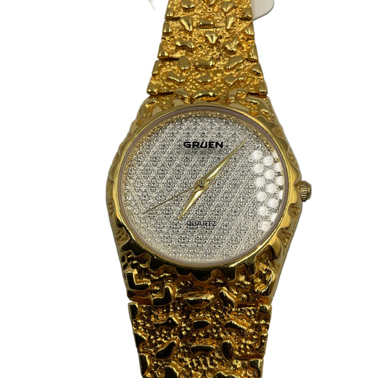 Gruen Precision Quartz Gold Tone Watch New Battery Working Condition