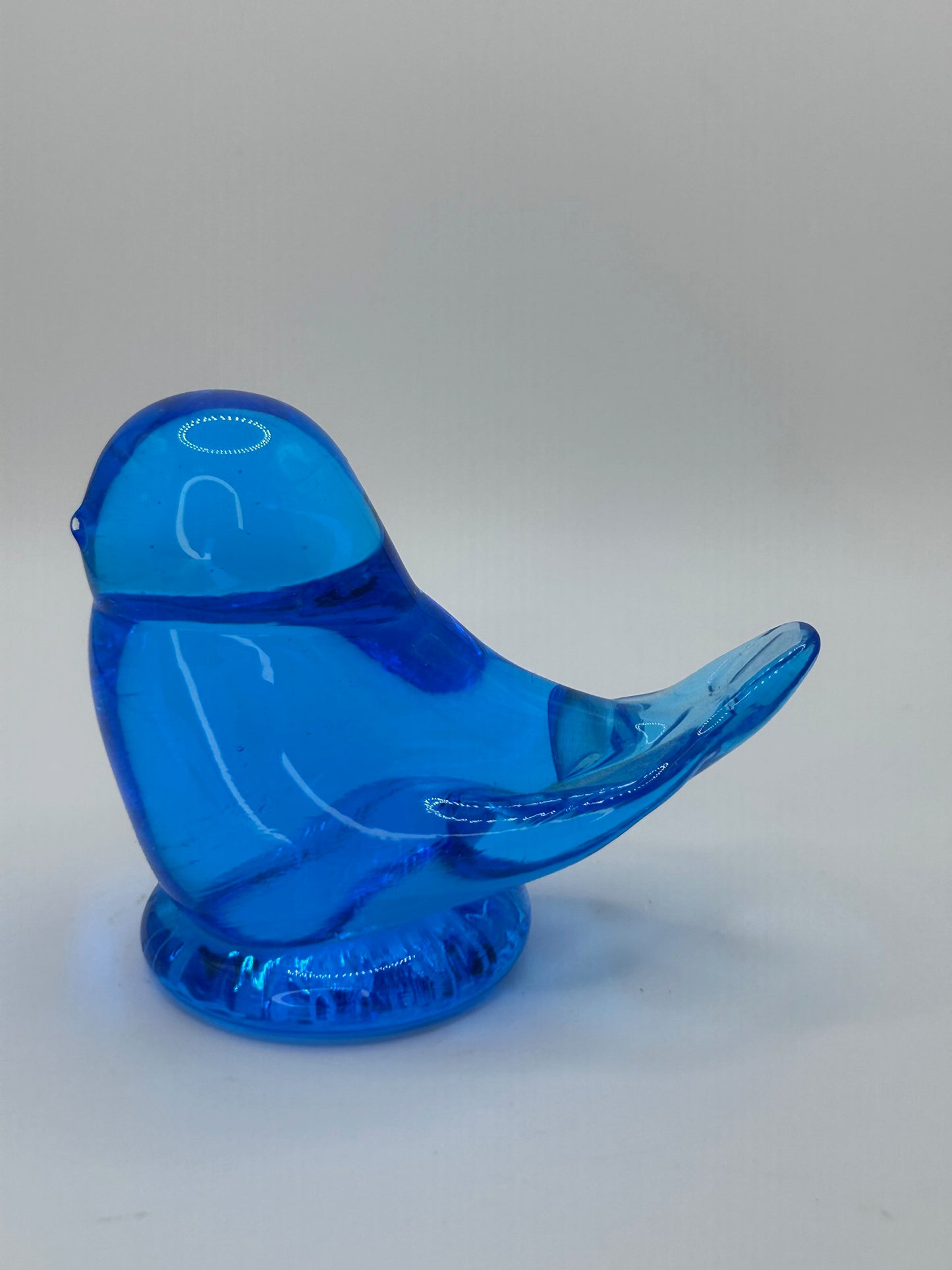 Leo Ward Vintage 1993 Artist Signed Bluebird of Happiness Hand Blown Glass Figurine