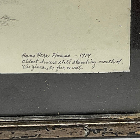 Mary Koski Artist Vintage 1966 Framed Pencil Art Sketch Hans Herr House