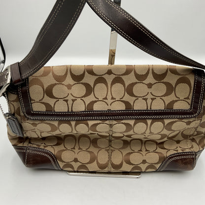 Coach Shoulder Bag Classic Signature Brown Canvas Pattern