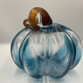 Glass Pumpkin Hand-Blown Blue Brown Stem