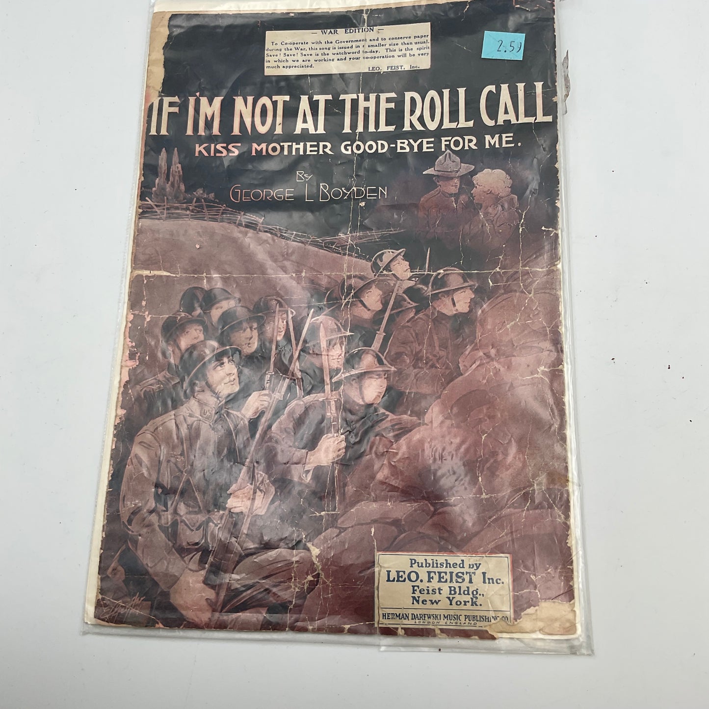 If I’m Not At The Roll Call Kiss Mother Good-bye For Me By George L.Boyden