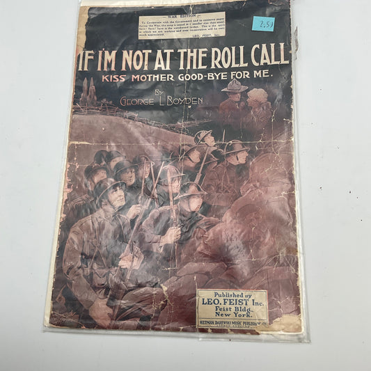 If I’m Not At The Roll Call Kiss Mother Good-bye For Me By George L.Boyden