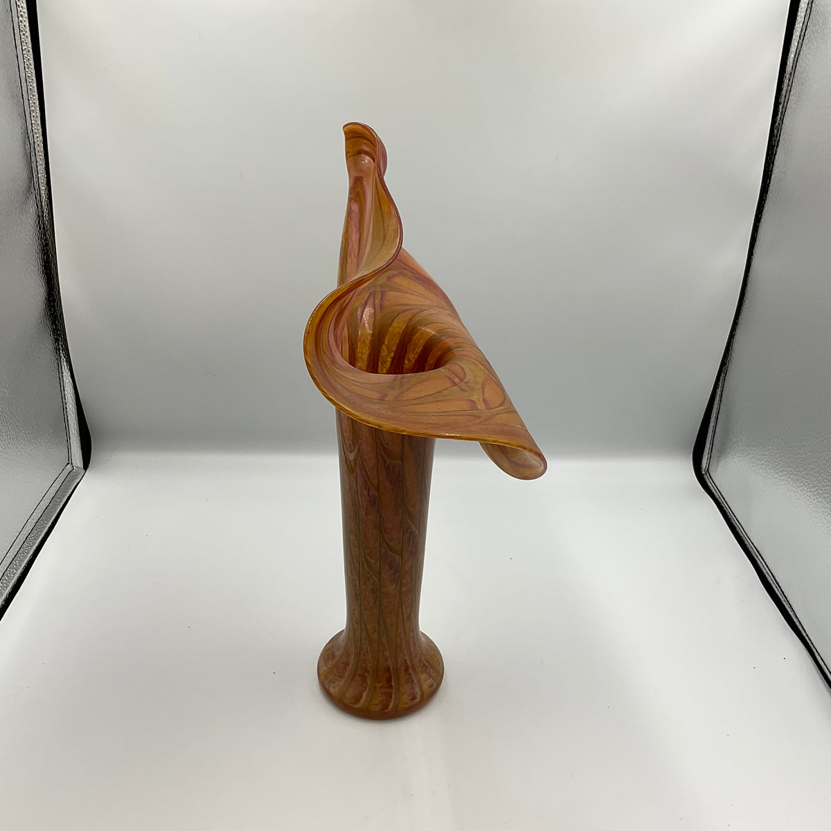 Orange Art Glass Jack-In The Pulpit Vase