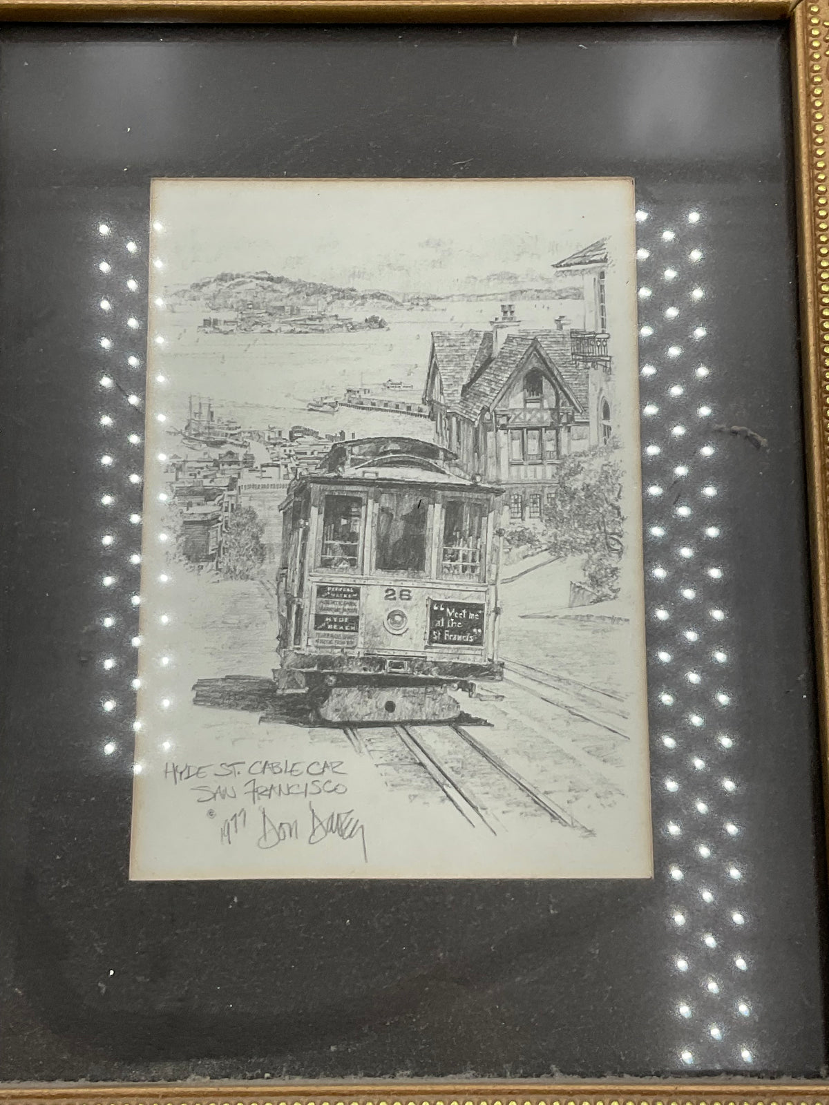 1977 Don Davey Hyde St. Cable Car #28 San Francisco Signed Print Framed Vintage