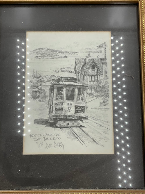 1977 Don Davey Hyde St. Cable Car #28 San Francisco Signed Print Framed Vintage