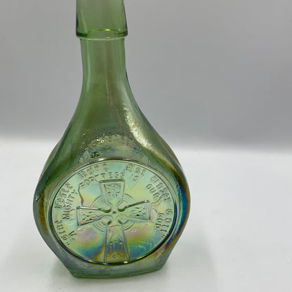 Vintage Wheaton Featuring Billy Graham Green Iridescent Carnival Glass Bottle