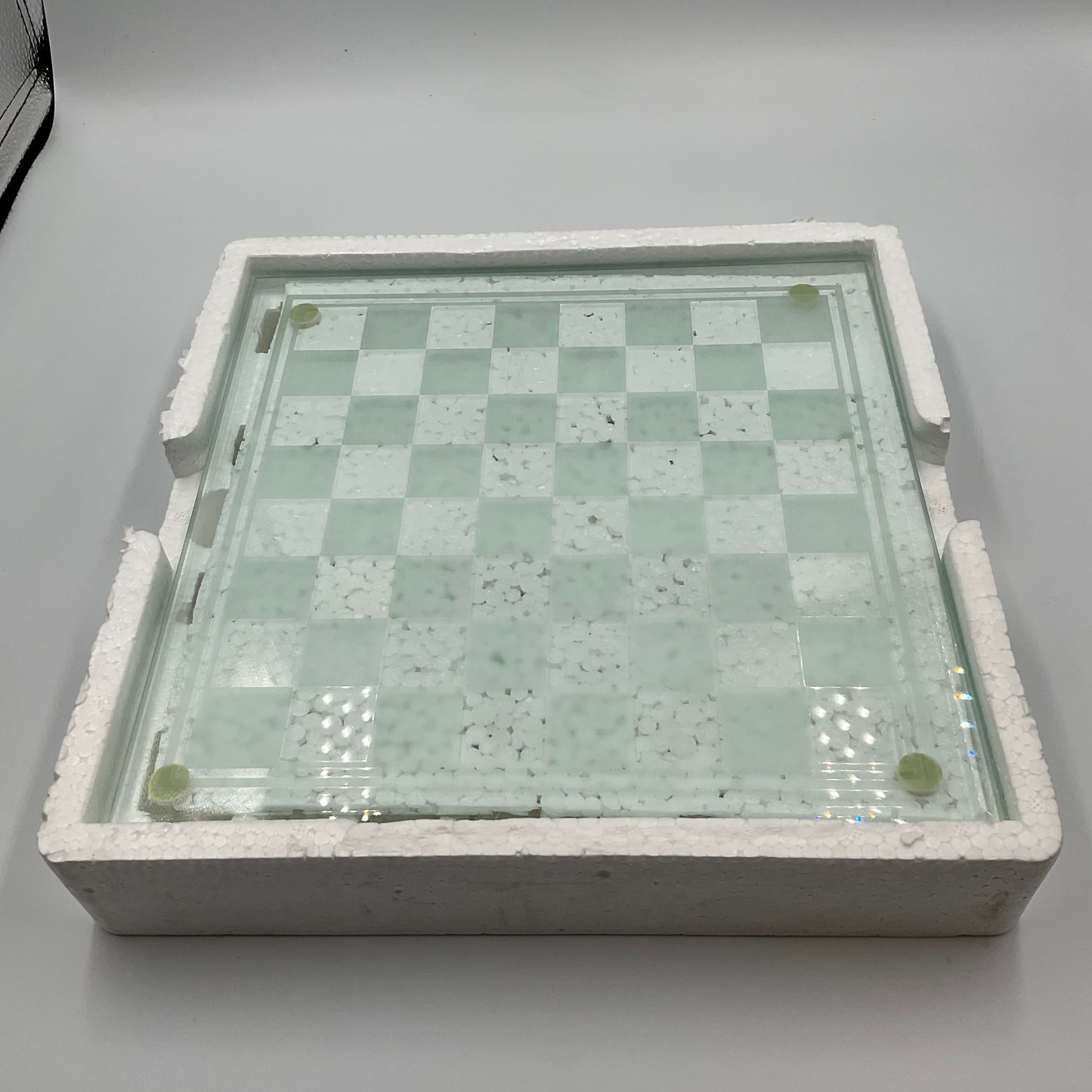 Vintage Glass Chess Set And Book