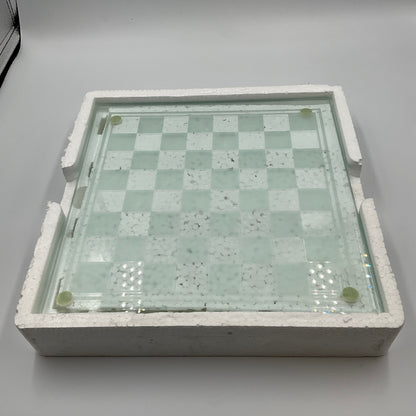 Vintage Glass Chess Set And Book