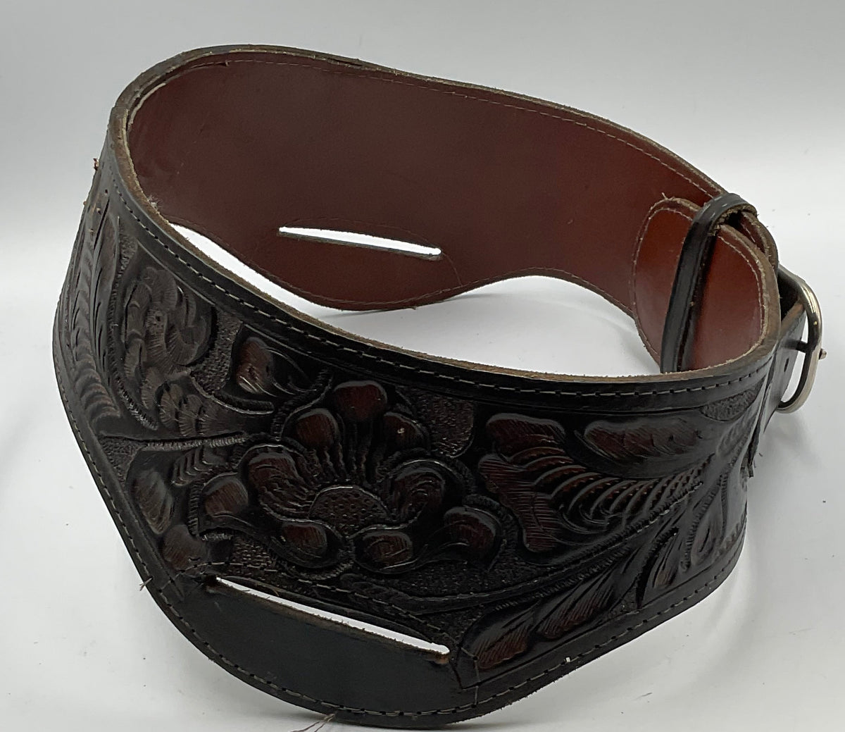 Hand-Tooled Leather Buscadero Rig Cowboy Fast-Draw Western Belt