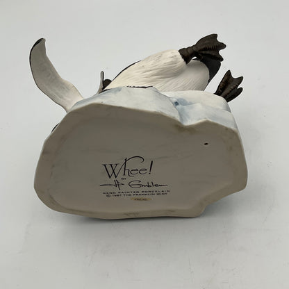 "Whee!" Vintage 1989 Franklin Mint Hand Painted Porcelain Penguins