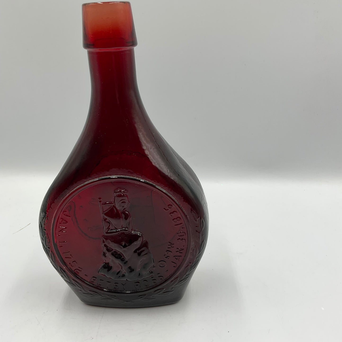 Vintage Wheaton Commemorative Decanter Ruby Red Carnival Glass Bottle