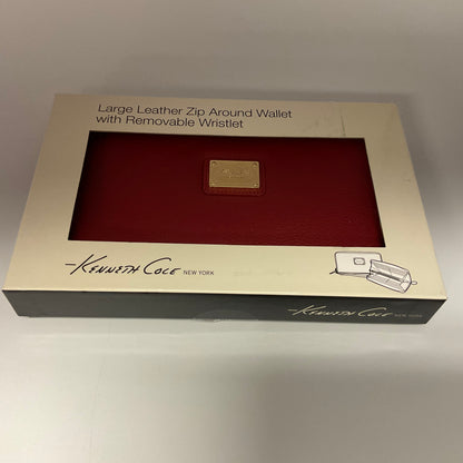 New in Box Kenneth Cole Red Large Zip Around Wallet with Removable Wristlet