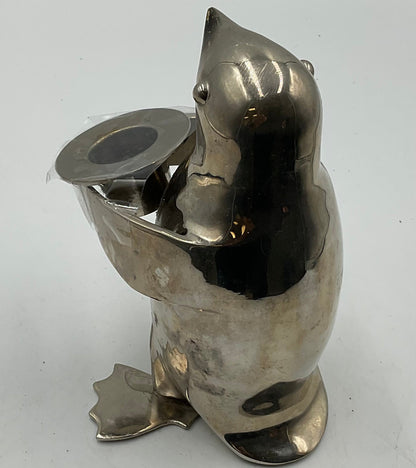 Restoration Hardware (Silver)-Plated Penguin Candle Holder