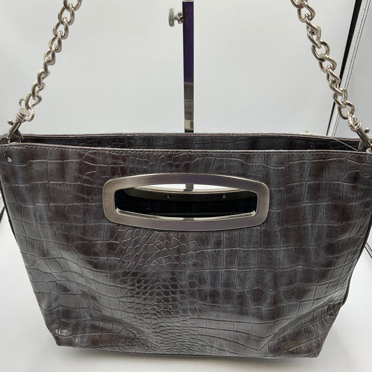 Liz Claiborne Gun Metal Gator Embossed shoulder bag gold chain purse