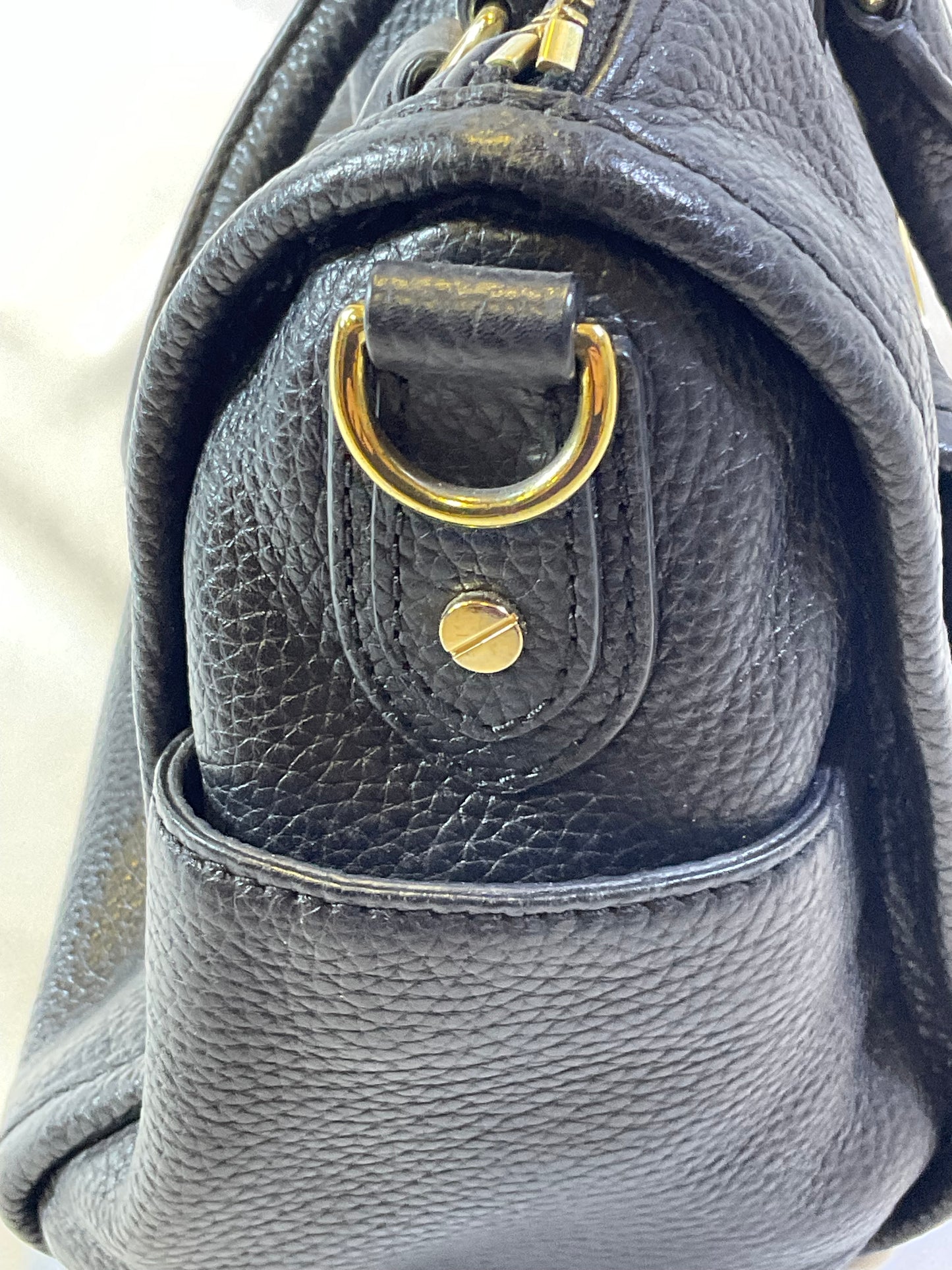 Michael Kors Margo Black Leather Shoulder Satchel Messenger Handbag