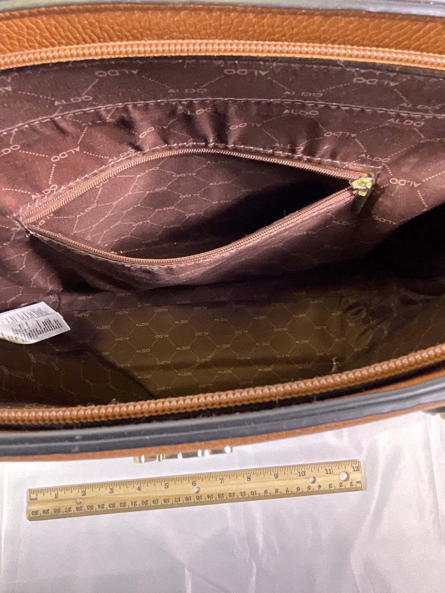 Aldo Brown Leather Style Goldtone Hardware Shoulder Bag Purse