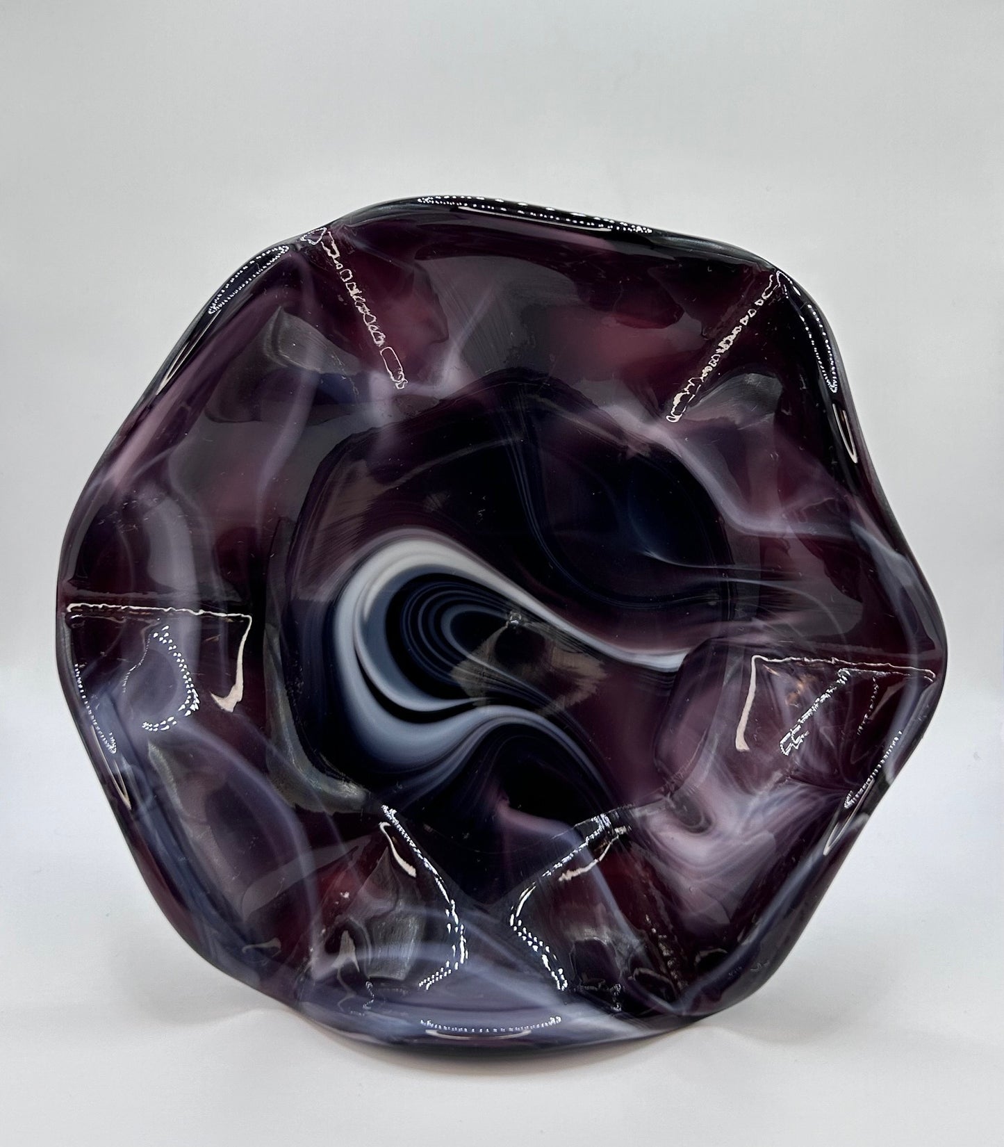 Purple Marble Thick Glass Vase Candy Dish Home Decor