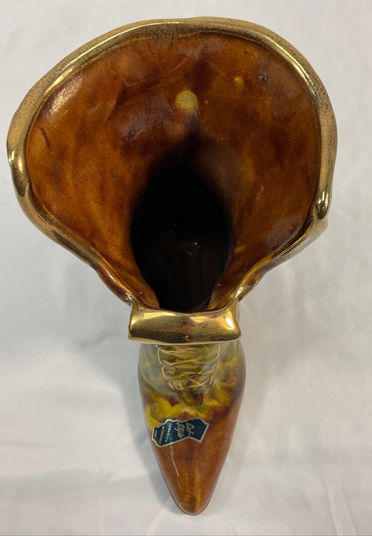 Cal-Style Ceramics Hand-Painted Porcelain Boot Collectible Planter Pot Indoor Outdoor Art Home Decor