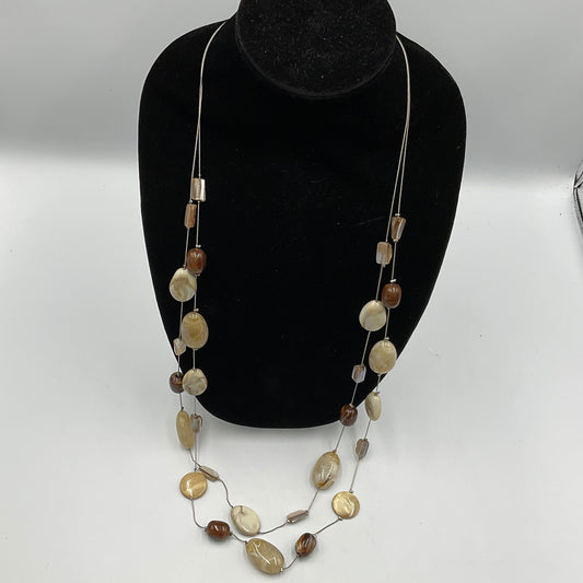 Long Earthtone Stone Design Fashion Jewelry Necklace