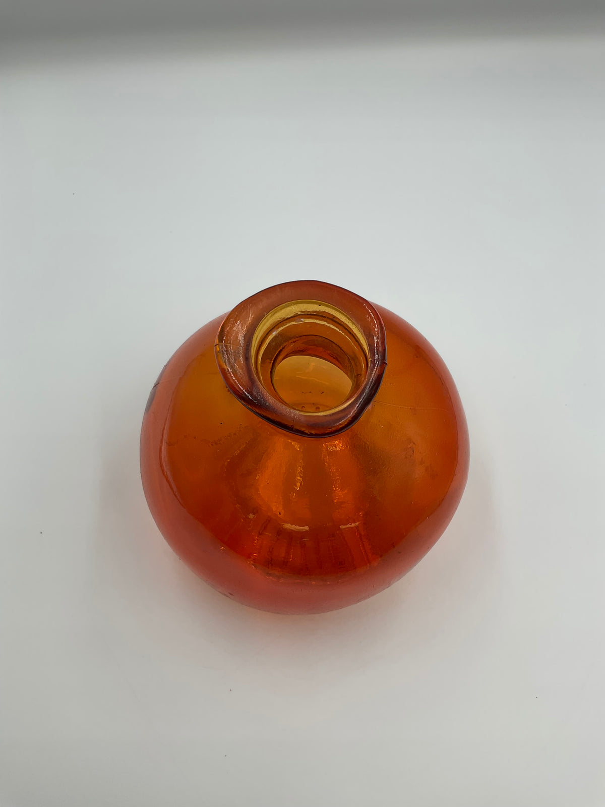 Vidrios San Miguel Spain Recycled Glass Bubble Vase Orange Amber