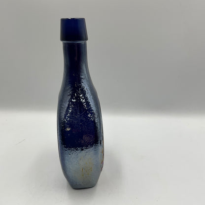 Vintage Wheaton “Great American Series”Blue Iridescent Carnival Glass Bottle