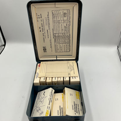 Vintage Blue Metal First Aid Kit