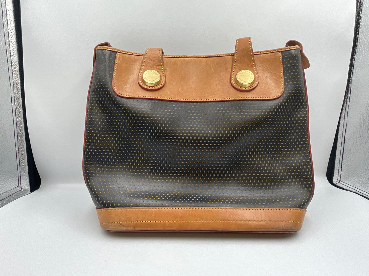 Dooney & Bourke Bag Cabrio Perforated Leather Black Tan Tote
