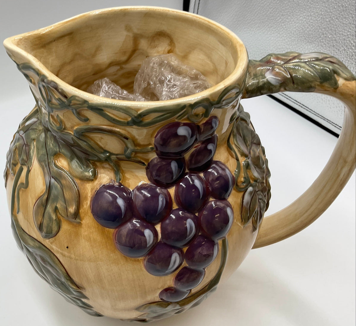 Noble Excellence Meritage Grape Vine Ceramic Pitcher Serving Jug