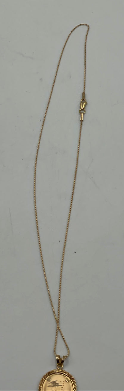 14K Gold Guardian Angel Cherub Pendant with 14K Gold Chain