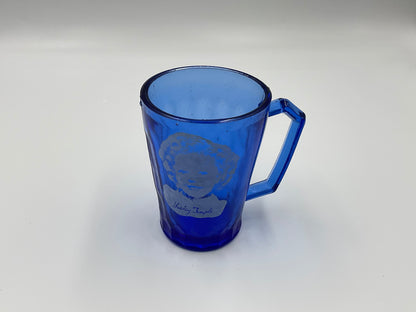 1930s Shirley Temple cobalt blue depression glass child’s mug