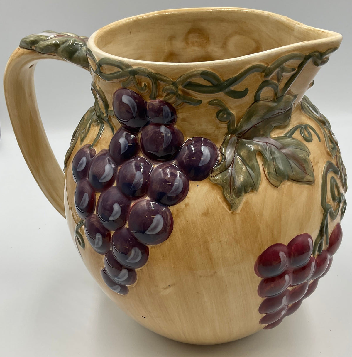 Noble Excellence Meritage Grape Vine Ceramic Pitcher Serving Jug