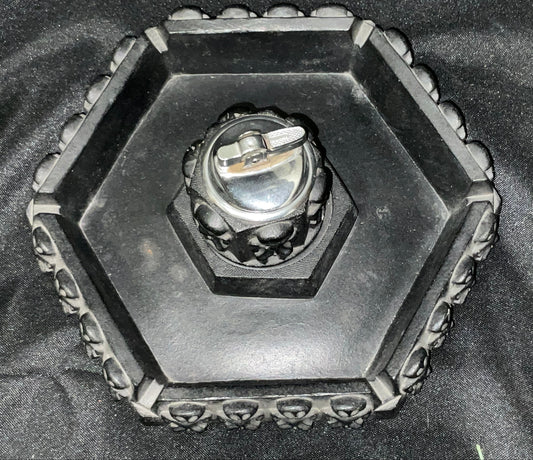 Coco Joe Vintage Lava Rock Petroglyph Lighter Holder and Ashtray