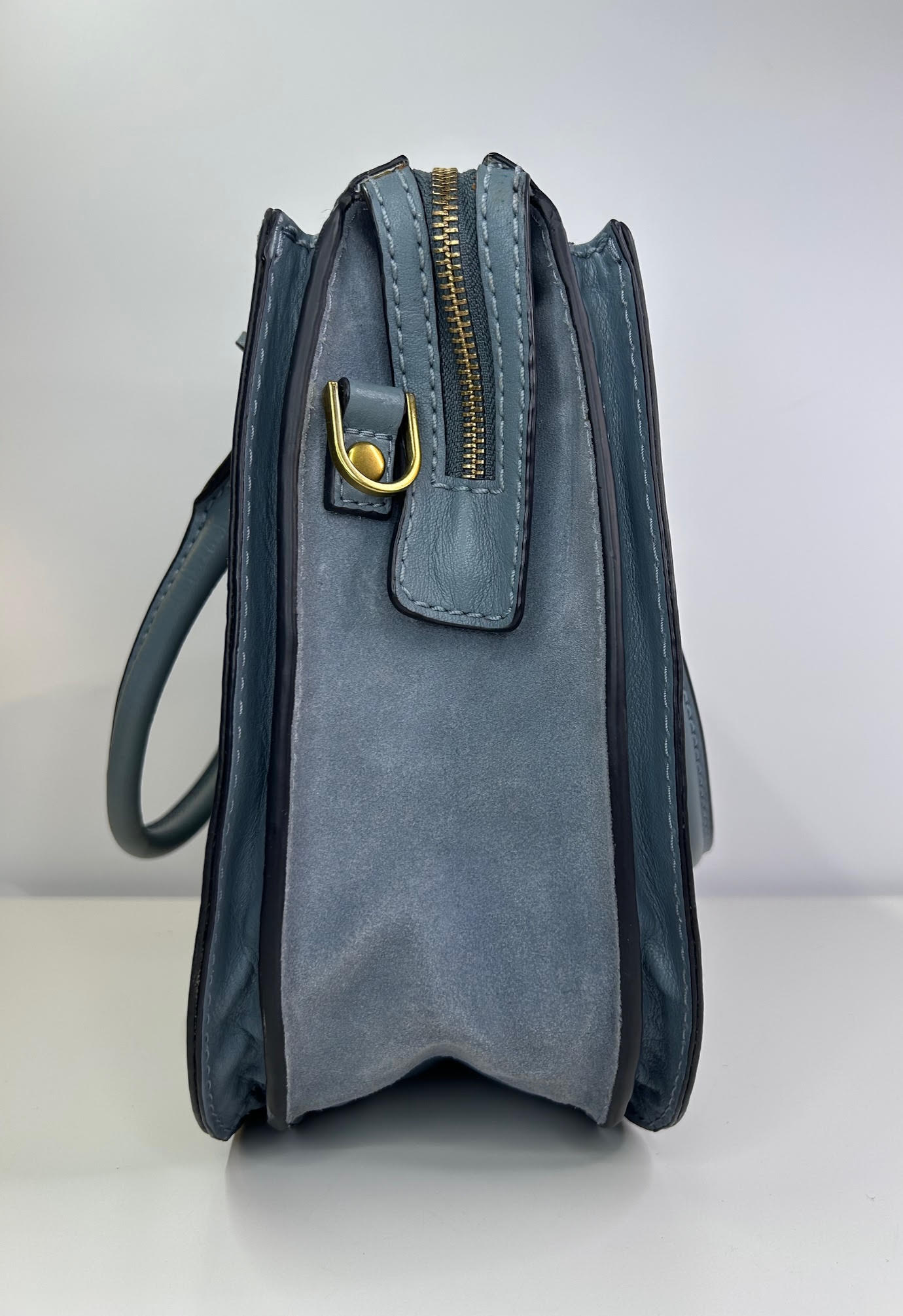 Fossil Ryder Horizon Blue Leather Satchel Handbag with Shoulder Strap