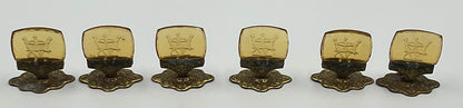 1920s or 1930s Antique Art Deco Czech amber intaglio glass place card holders