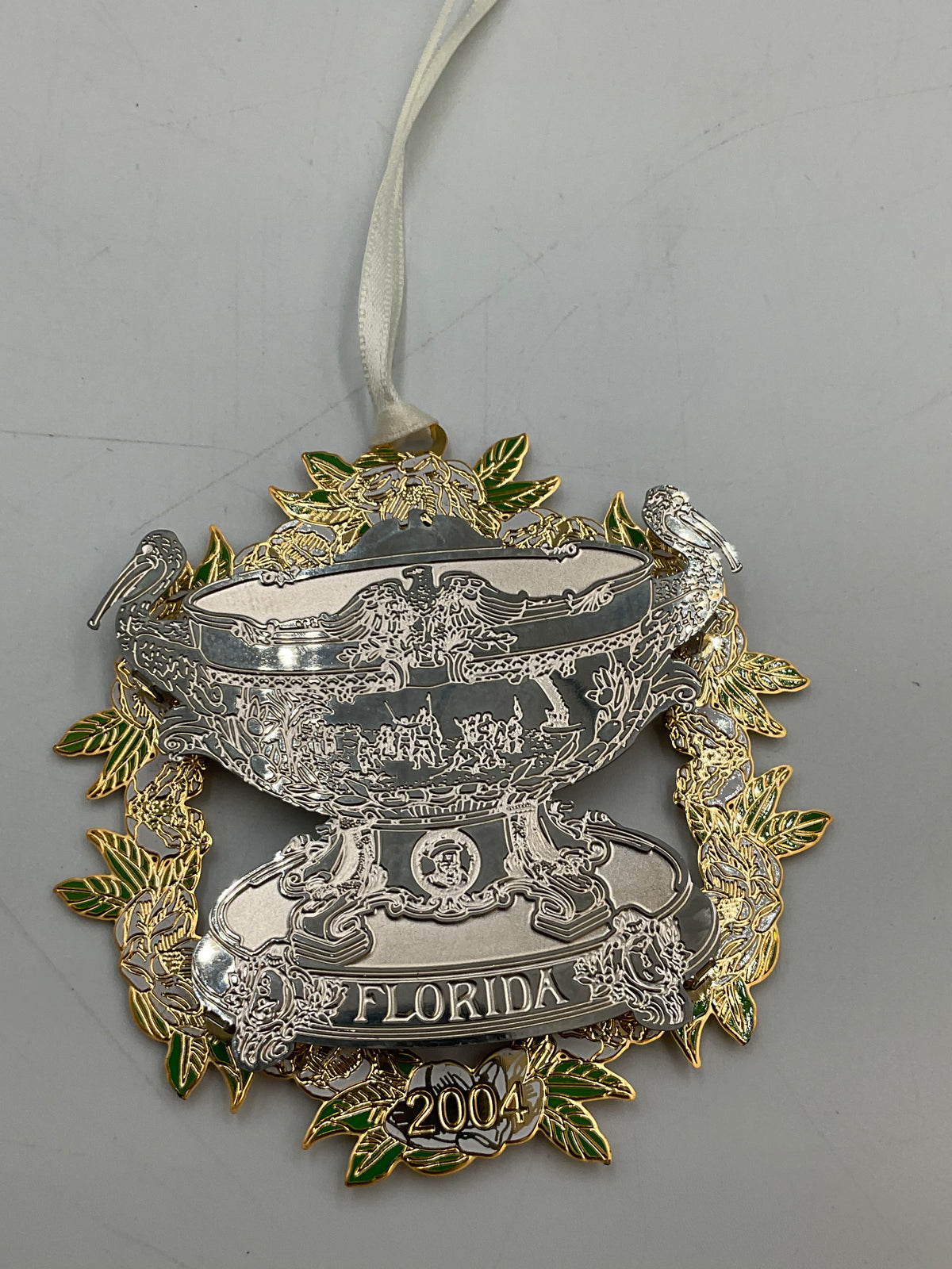 2004 USS Florida Silver Punch Bowl Christmas Ornament