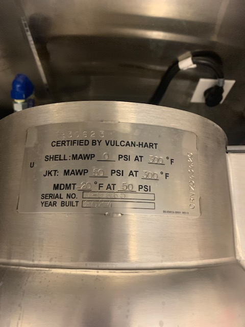 Brand New 2024 Vulcan K6Ett-7 6 Gallon Tilting Electric Steam Jacketed Kettle 7.5kw 208V with Base Table Stand