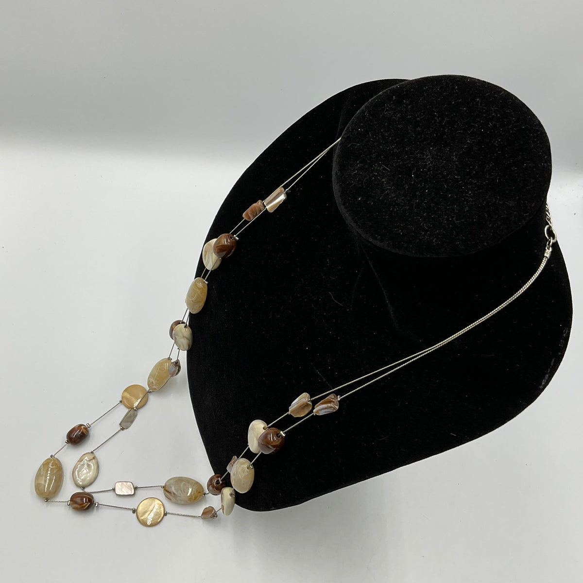 Long Earthtone Stone Design Fashion Jewelry Necklace