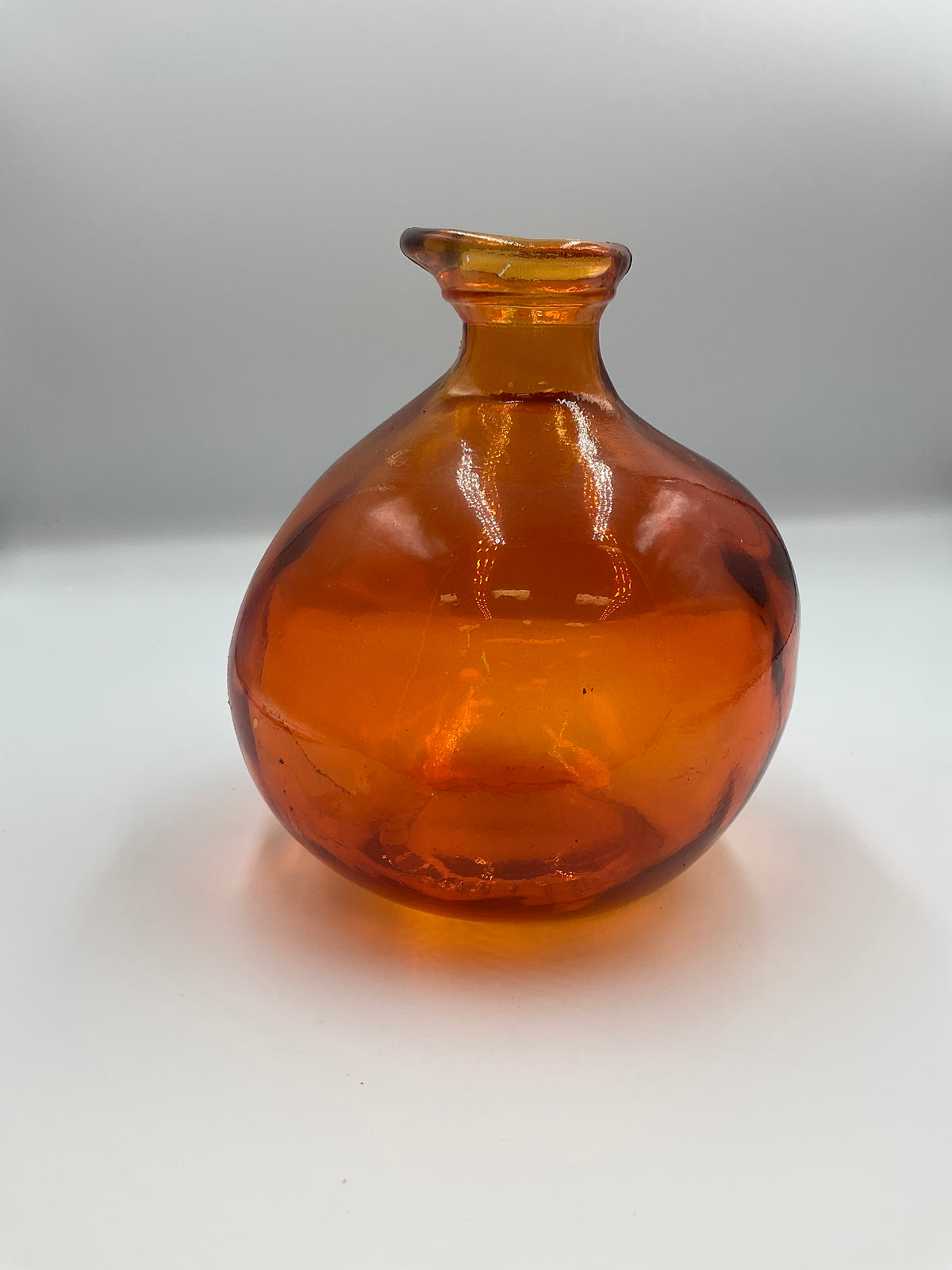 Vidrios San Miguel Spain Recycled Glass Bubble Vase Orange Amber