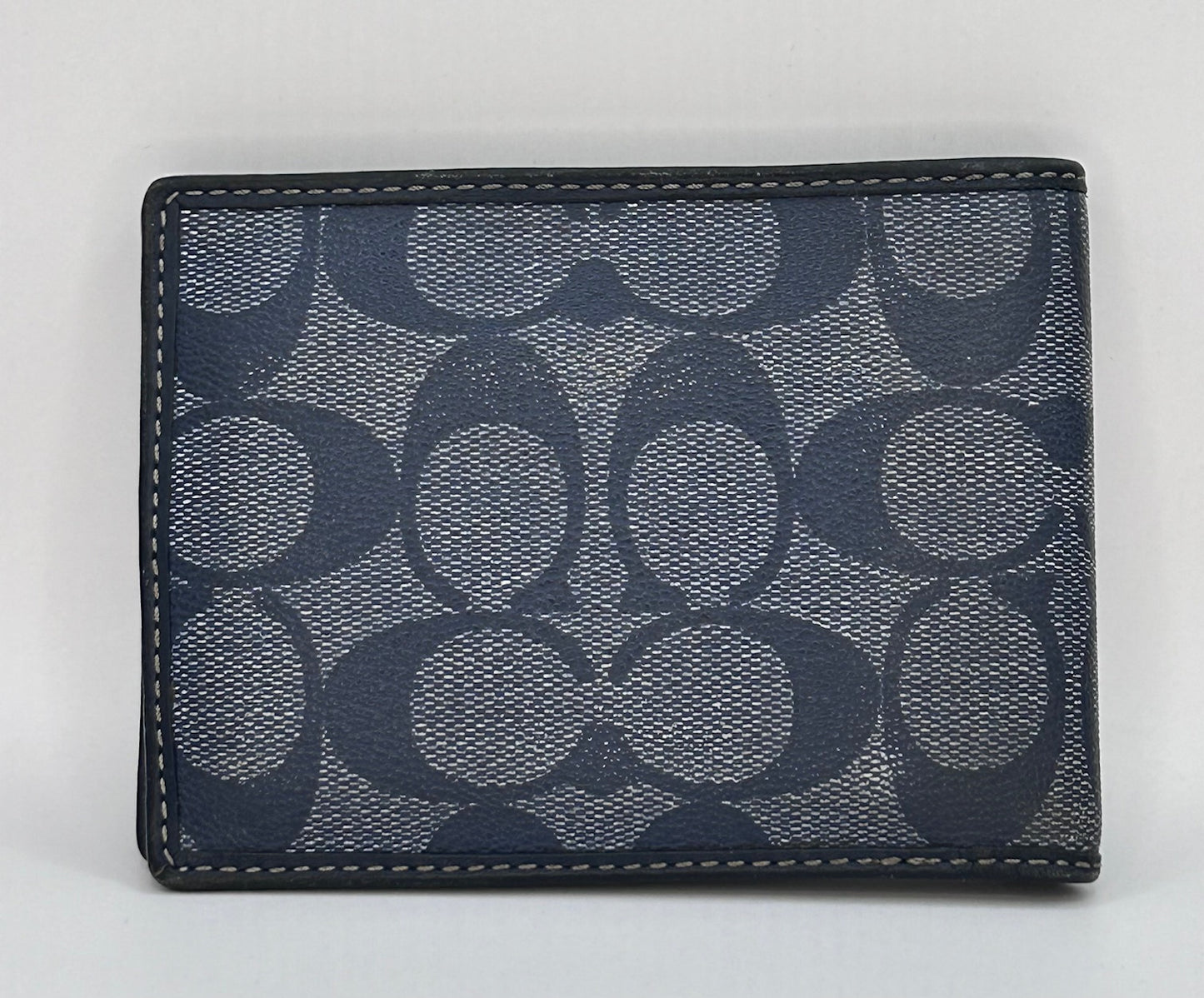 Coach Genuine Leather Blue Signature Wallet