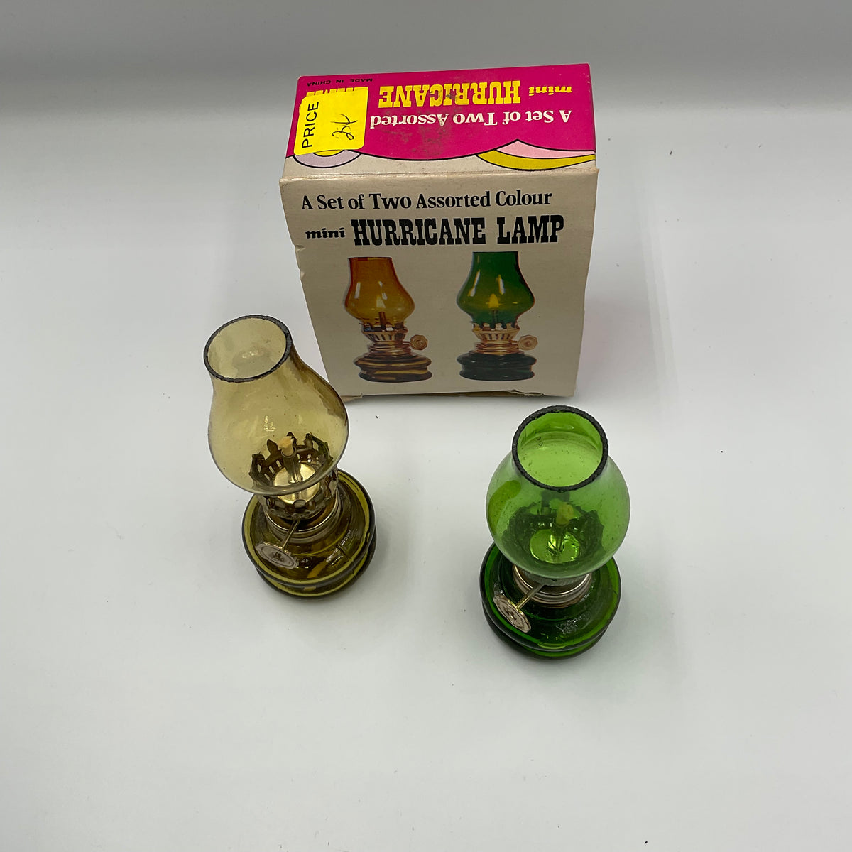 Vintage Mini Glass Oil Hurricane  Lamps