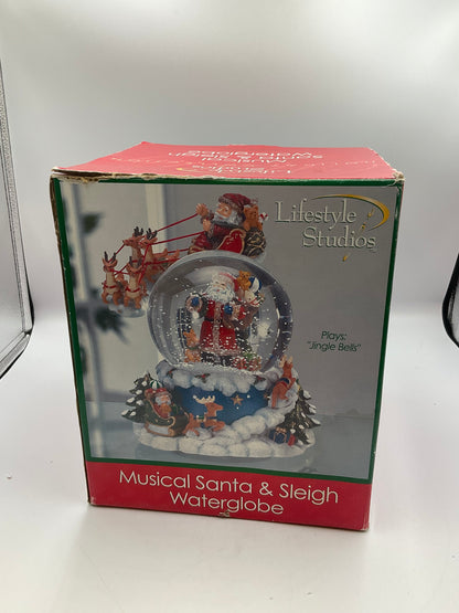 Lifestyle Studios Holiday Collection Musical Santa & Sleigh Waterglobe