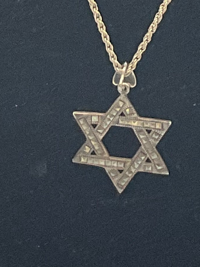 Sterling Silver Marcasite Star of David pendant necklace