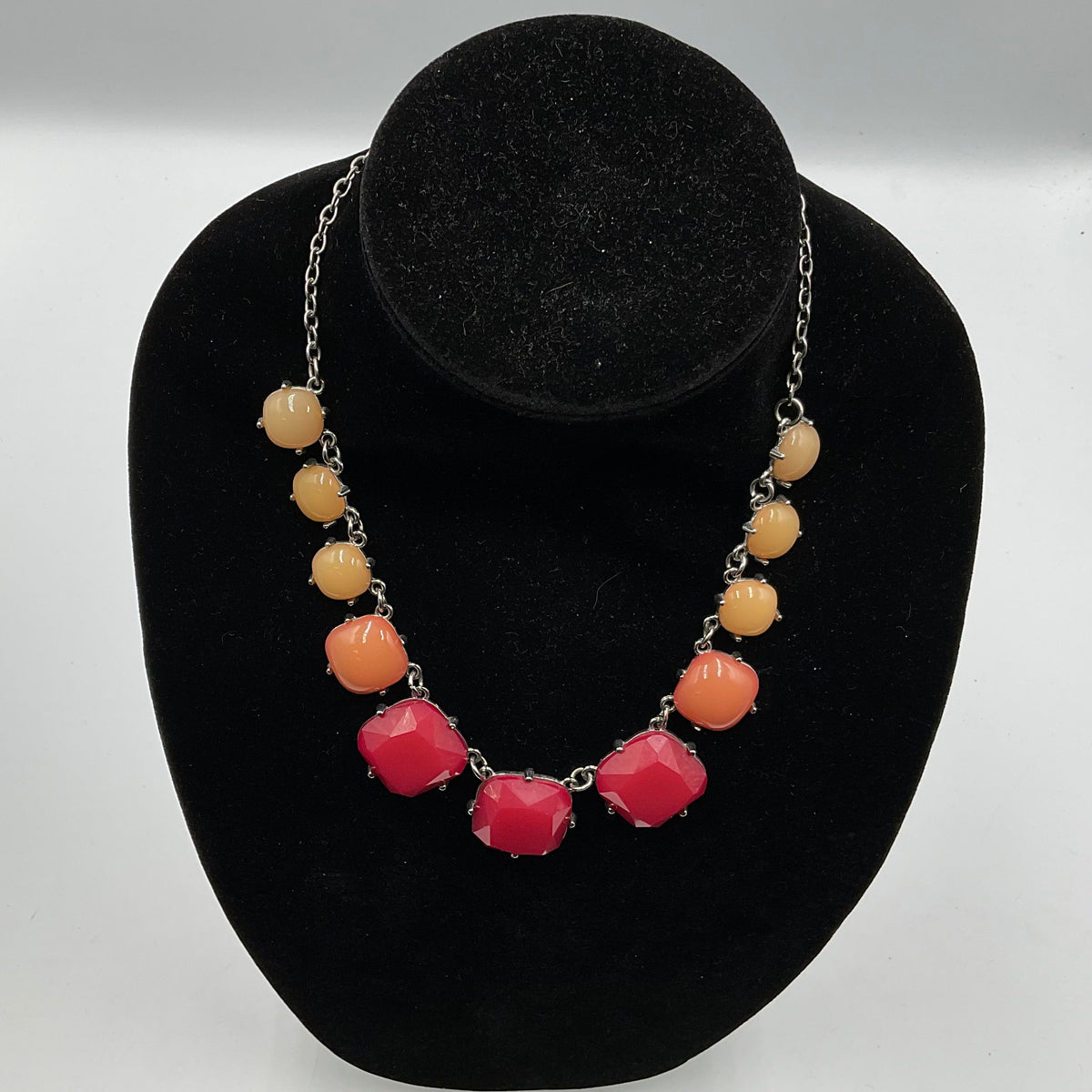 Red Yellow Orange Stone Design Chain Necklace