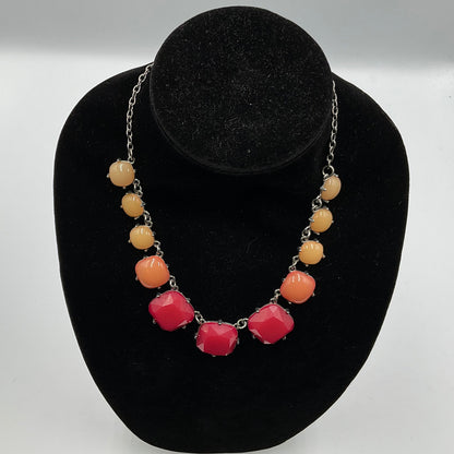 Red Yellow Orange Stone Design Chain Necklace